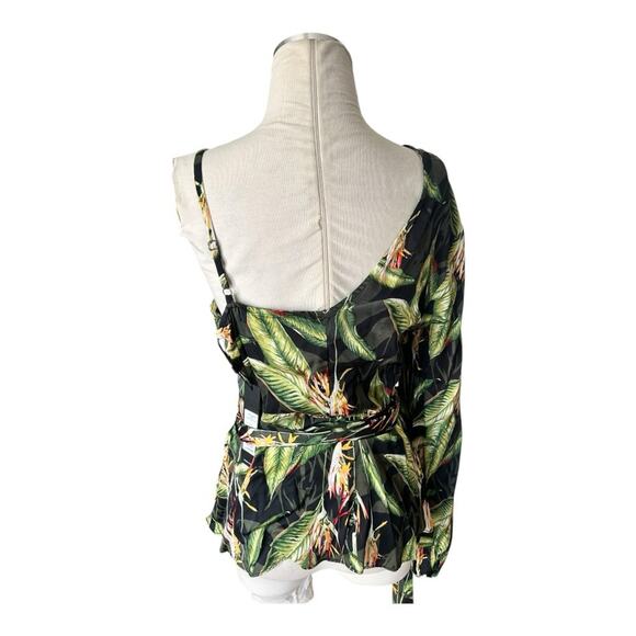 BCBGMaxAzria Green Floral Wrap Top - Picture 3 of 6
